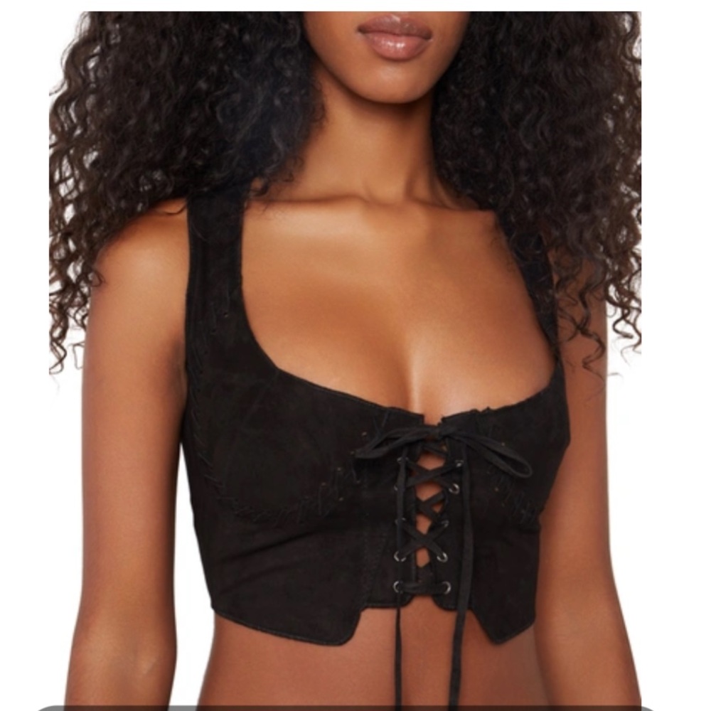Danielle Guizio black suede top